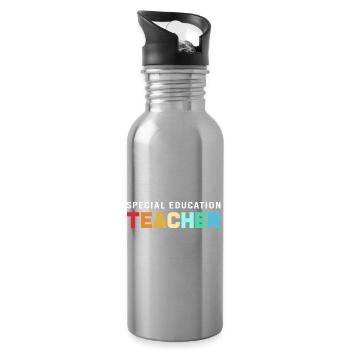 Special Needs School Teacher Special Education Pedagogue - Water bottle with straw - silver - Right