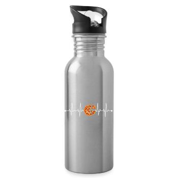Pizza heartbeat - Water bottle with straw - silver - Right