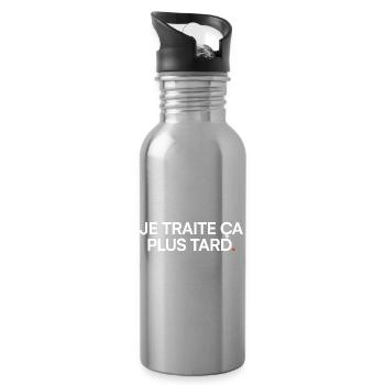 Je traite ça plus tard humour moderne - Gourde avec paille intégrée - argent clair - Droite
