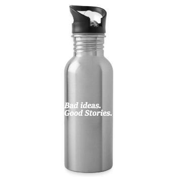 Schlechte Ideen Gute Geschichten Lustige Party Urlaubsereignis - Trinkflasche mit integriertem Trinkhalm - Lightsilver - Rechts