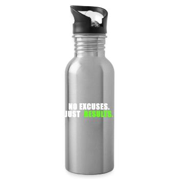 No excuses. Just results. - Water bottle with straw - silver - Right