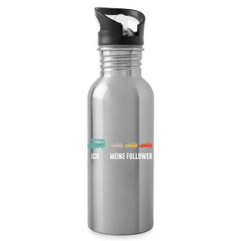 Busfahrer Und Meine Follower - Trinkflasche mit integriertem Trinkhalm - Lightsilver - Rechts