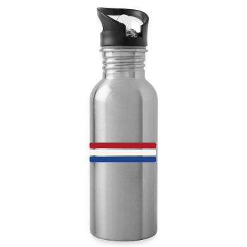 Niederlande Flagge Minimal - Fahne Fan Streifen De - Trinkflasche mit integriertem Trinkhalm - Lightsilver - Rechts