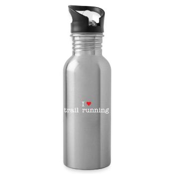 I Love Trail Running - Water bottle with straw - silver - Right