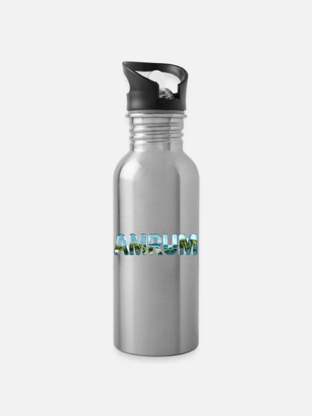 Amrum, Insel in der Nordsee - Trinkflasche mit integriertem Trinkhalm - Lightsilver