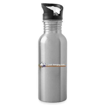 Just Hanging Out – Cute Panda Chill Design - Water bottle with straw - silver - Right