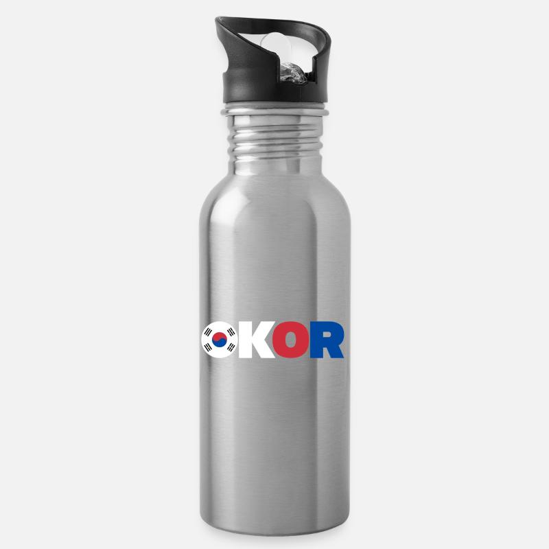 Korea - Trinkflasche mit integriertem Trinkhalm - Lightsilver