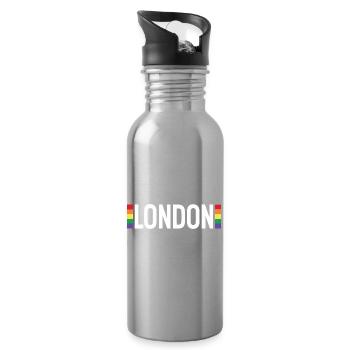 LONDON White Urban Rainbow - Water bottle with straw - silver - Right
