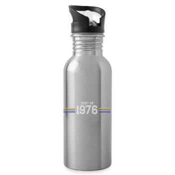 Best Of 1976 Funny Gift T-Shirt - Water bottle with straw - silver - Right