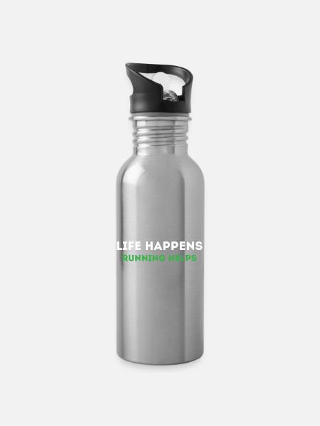 Das Leben geschieht. Laufhilfen. - Trinkflasche mit integriertem Trinkhalm - Lightsilver