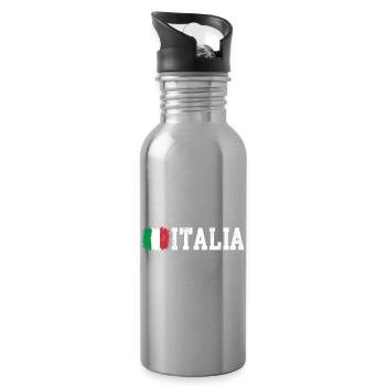 Italienische Flagge - Trinkflasche mit integriertem Trinkhalm - Lightsilver - Rechts
