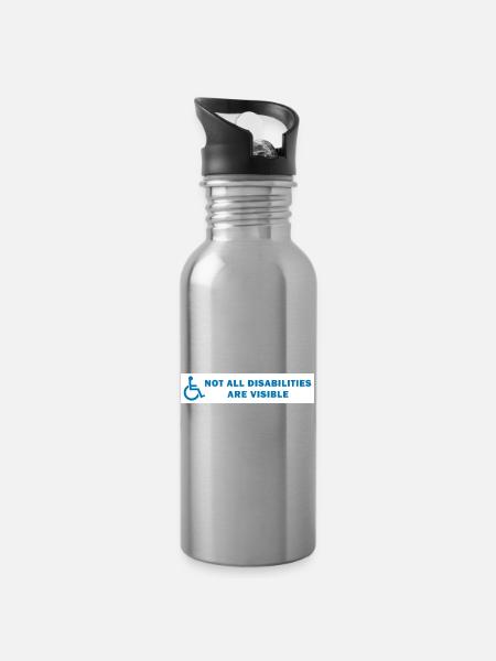 Nicht alle Behinderungen sind sichtbar - Trinkflasche mit integriertem Trinkhalm - Lightsilver