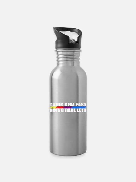 Racing stripe motif for speed lovers - Water bottle with straw - silver