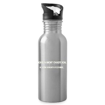 Creative, flexible instead of chaotic - Water bottle with straw - silver - Right