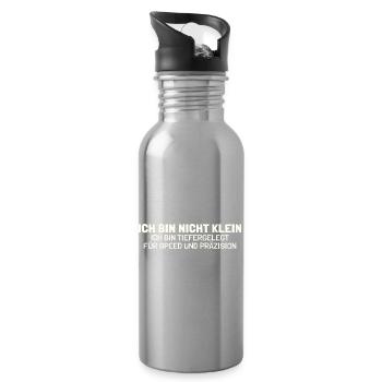 Nicht klein tiefergelegt Lustiger Spruch Tuning - Trinkflasche mit integriertem Trinkhalm - Lightsilver - Rechts