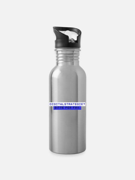 Digitalstrategie? Bitte per Fax Büro Humor - Trinkflasche mit integriertem Trinkhalm - Lightsilver
