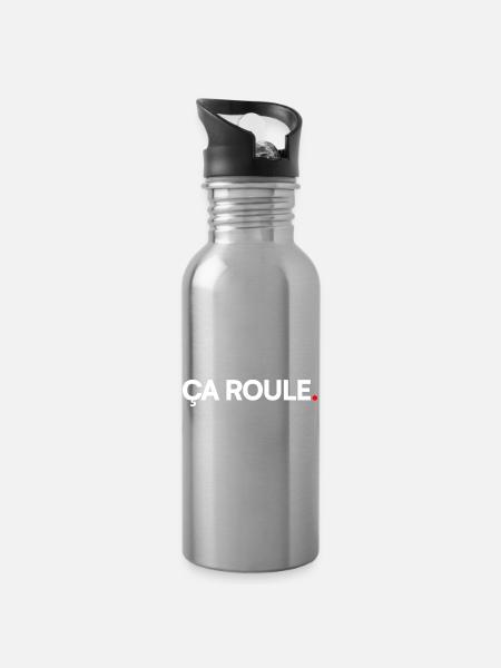Es rollt - Trinkflasche mit integriertem Trinkhalm - Lightsilver