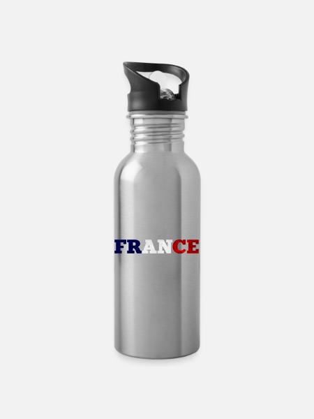 France - Gourde avec paille intégrée - argent clair