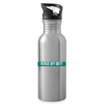Nurse Off Duty Funny Nurse Gift - Trinkflasche mit integriertem Trinkhalm - Lightsilver - Rechts