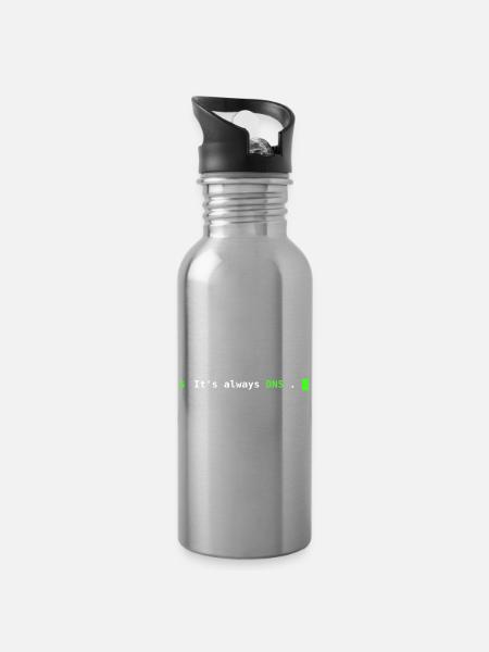 It's Always DNS – Sysadmin Terminal Design - Water bottle with straw - silver