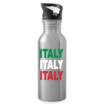 Italy / Gift / Gift Idea - Water bottle with straw - silver - Right