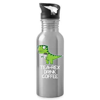 Thé Rex drink Coffee - funny Design - Gourde avec paille intégrée - argent clair - Droite