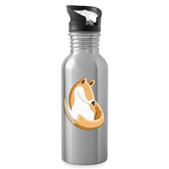 Fuchs Mit Baby I Schwangerschaft I Kinder Geschenk - Trinkflasche mit integriertem Trinkhalm - Lightsilver - Rechts