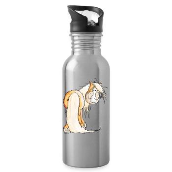 Goldiger Haflinger - Trinkflasche mit integriertem Trinkhalm - Lightsilver - Rechts