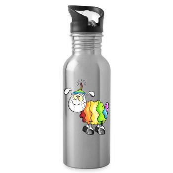Rainbow Schaf - Trinkflasche mit integriertem Trinkhalm - Lightsilver - Rechts