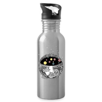 Cute fox illustration - Water bottle with straw - silver - Right