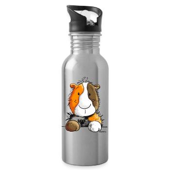 Kleines Meerschweinchen - Comic - Nager - Tiere - Trinkflasche mit integriertem Trinkhalm - Lightsilver - Rechts
