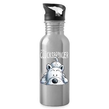 Mein Glücksbringer - Westie - Terrier - Hund - Trinkflasche mit integriertem Trinkhalm - Lightsilver - Rechts