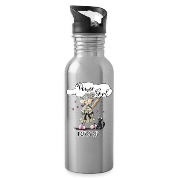Power Girl - Trinkflasche mit integriertem Trinkhalm - Lightsilver - Rechts