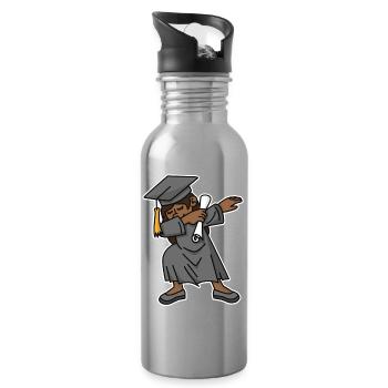 Schwarzes Mädchen Student dab Abschluss Schule - Trinkflasche mit integriertem Trinkhalm - Lightsilver - Rechts