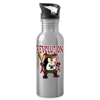 Pinguin, Revolution - Trinkflasche mit integriertem Trinkhalm - Lightsilver - Rechts