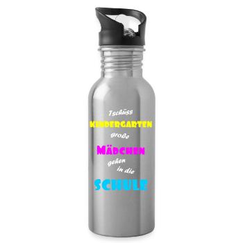 Einschulung Maedchen - Trinkflasche mit integriertem Trinkhalm - Lightsilver - Rechts