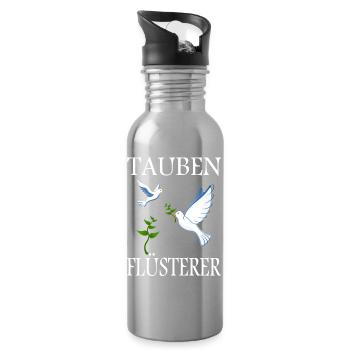 Tauben Flüsterer - Trinkflasche mit integriertem Trinkhalm - Lightsilver - Rechts