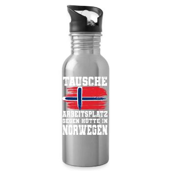 Tausche Arbeitsplatz Gegen Hütte In Norwegen - Trinkflasche mit integriertem Trinkhalm - Lightsilver - Rechts