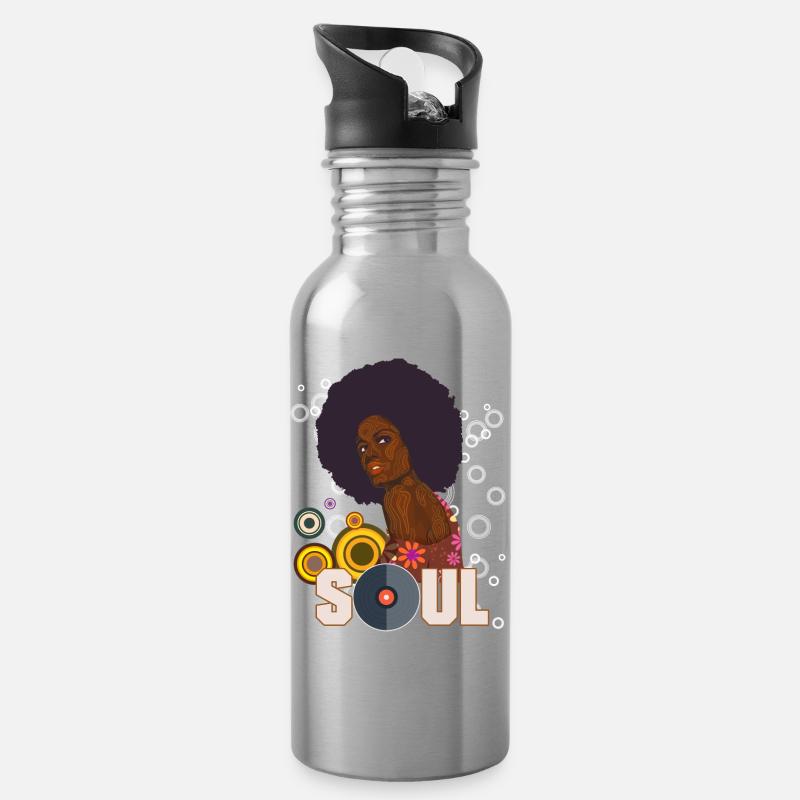 Soul music - Trinkflasche mit integriertem Trinkhalm - Lightsilver