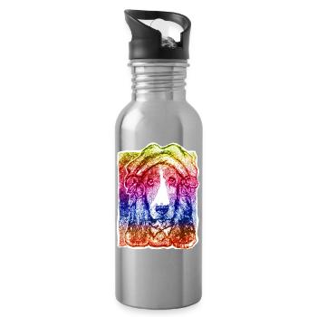 Dame de chien avec capot (arc-en-ciel) - Gourde avec paille intégrée - argent clair - Droite