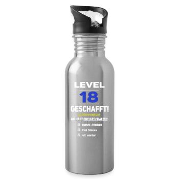Level 18 - 18. Geburtstag Gaming lustiges Geschenk - Trinkflasche mit integriertem Trinkhalm - Lightsilver - Rechts
