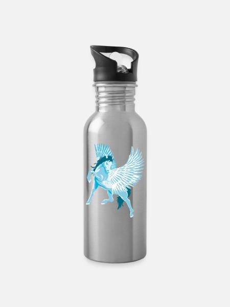 Pegasus Geflügelte Pferde der griechischen Mythologie - Trinkflasche mit integriertem Trinkhalm - Lightsilver