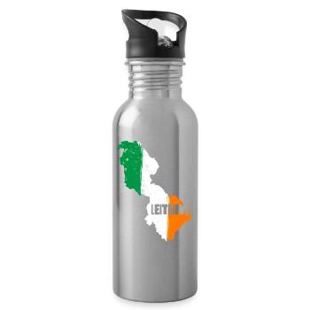Leitrim Ireland Flag | County Outline Map - Water bottle with straw - silver - Right