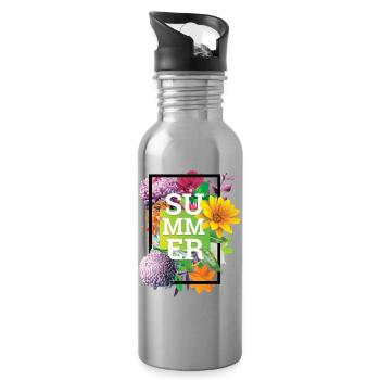 SUMMER FLOWERS - Trinkflasche mit integriertem Trinkhalm - Lightsilver - Rechts