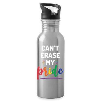 Can't Erase My Pride - Water bottle with straw - silver - Right