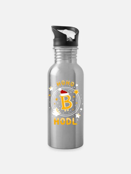 Bitcoin pour Noël Hoho Hodl BTC - Gourde avec paille intégrée - argent clair