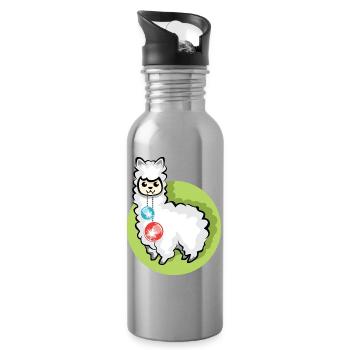 alpaca xmas balls christmas lama symbol Alpaka - Trinkflasche mit integriertem Trinkhalm - Lightsilver - Rechts