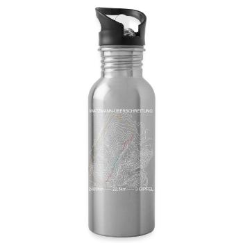 Watzmann-Überschreitung, Alpen, Berge, bergsteigen - Trinkflasche mit integriertem Trinkhalm - Lightsilver - Rechts