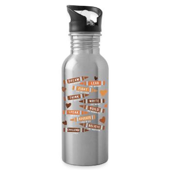 Motivational Educational Verse Design - Water bottle with straw - silver - Right