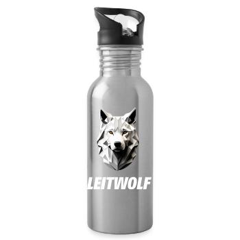 weißer Wolfskopf Leitwolf - Trinkflasche mit integriertem Trinkhalm - Lightsilver - Rechts